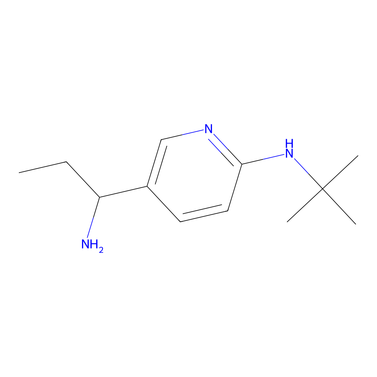 5-(1-Aminopropyl)-N-(tert-butyl)pyridin-2-amine molecular structure, CAS 1355205-26-3