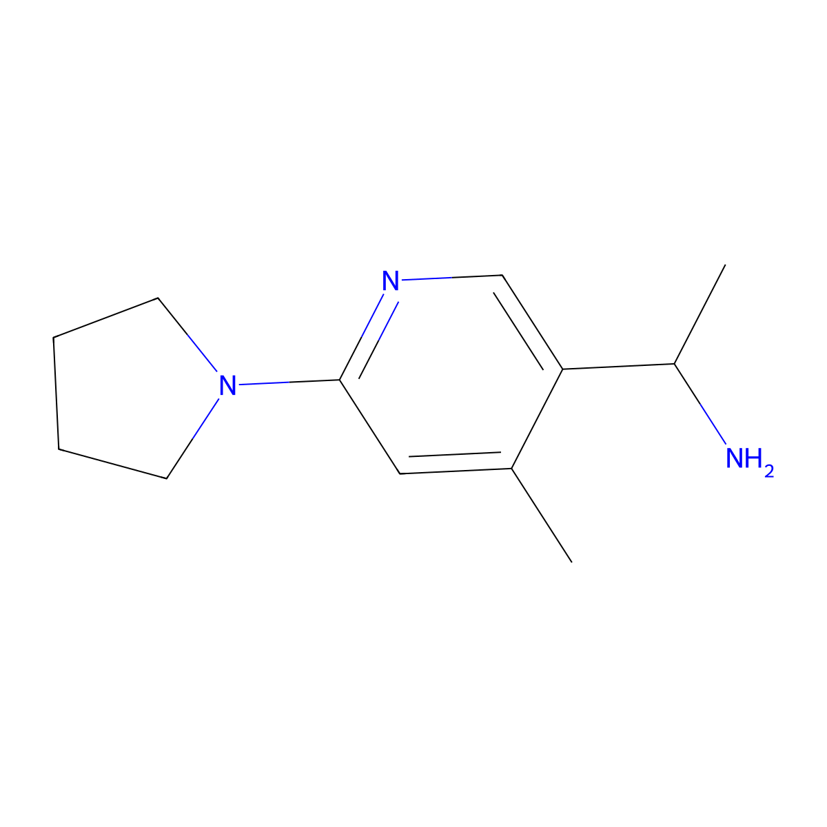 1-(4-Methyl-6-(pyrrolidin-1-yl)pyridin-3-yl)ethanamine molecular structure, CAS 1355206-15-3