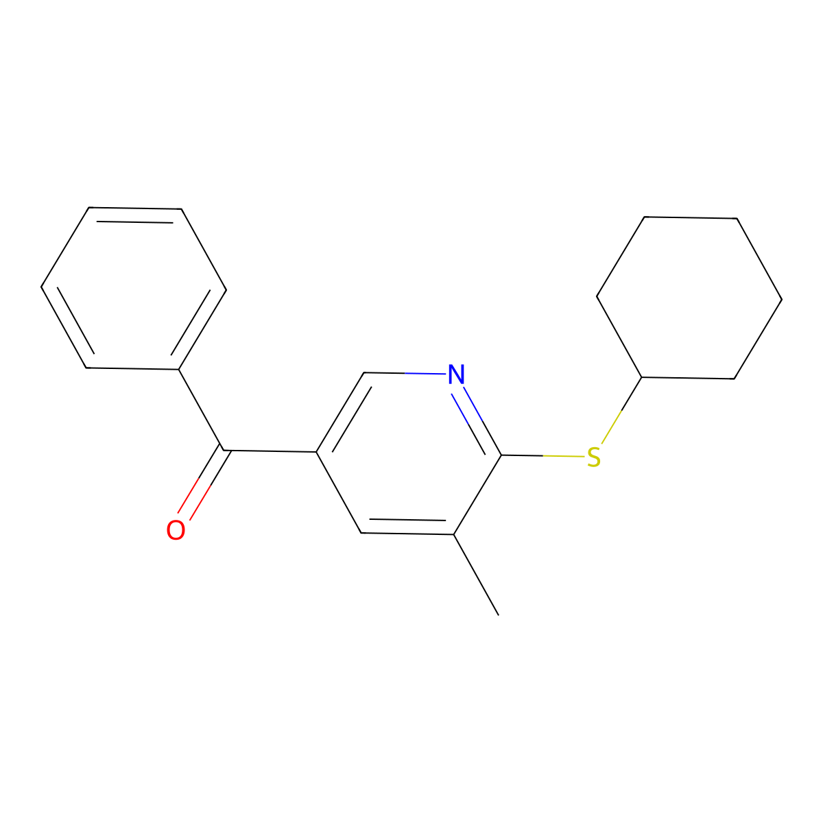 (6-Cyclohexylsulfanyl-5-methyl-pyridin-3-yl)-phenyl-methanone molecular structure, CAS 1355206-25-5