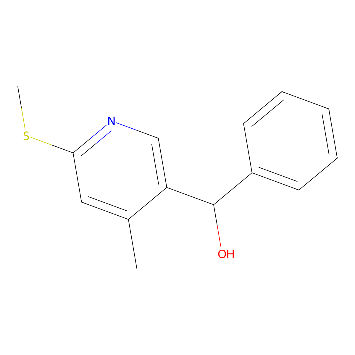 4-Methyl-6-(methylthio)-alpha-phenyl-3-pyridinemethanol molecular structure, CAS 1355206-37-9