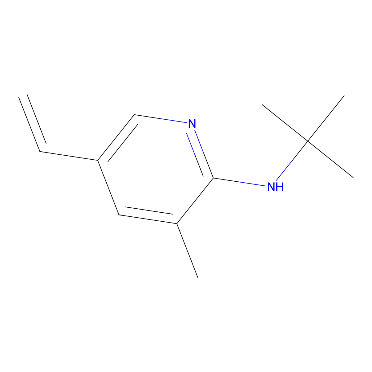 N-(tert-Butyl)-3-methyl-5-vinylpyridin-2-amine molecular structure, CAS 1355206-86-8