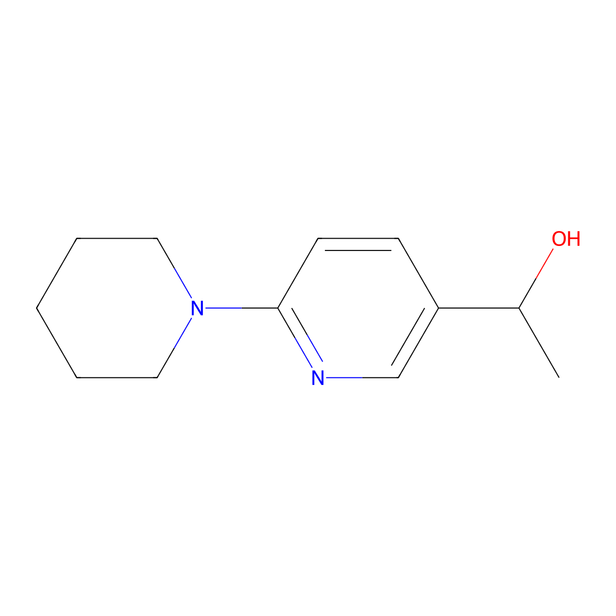 1-(6-(Piperidin-1-yl)pyridin-3-yl)ethan-1-ol molecular structure, CAS 1355207-58-7