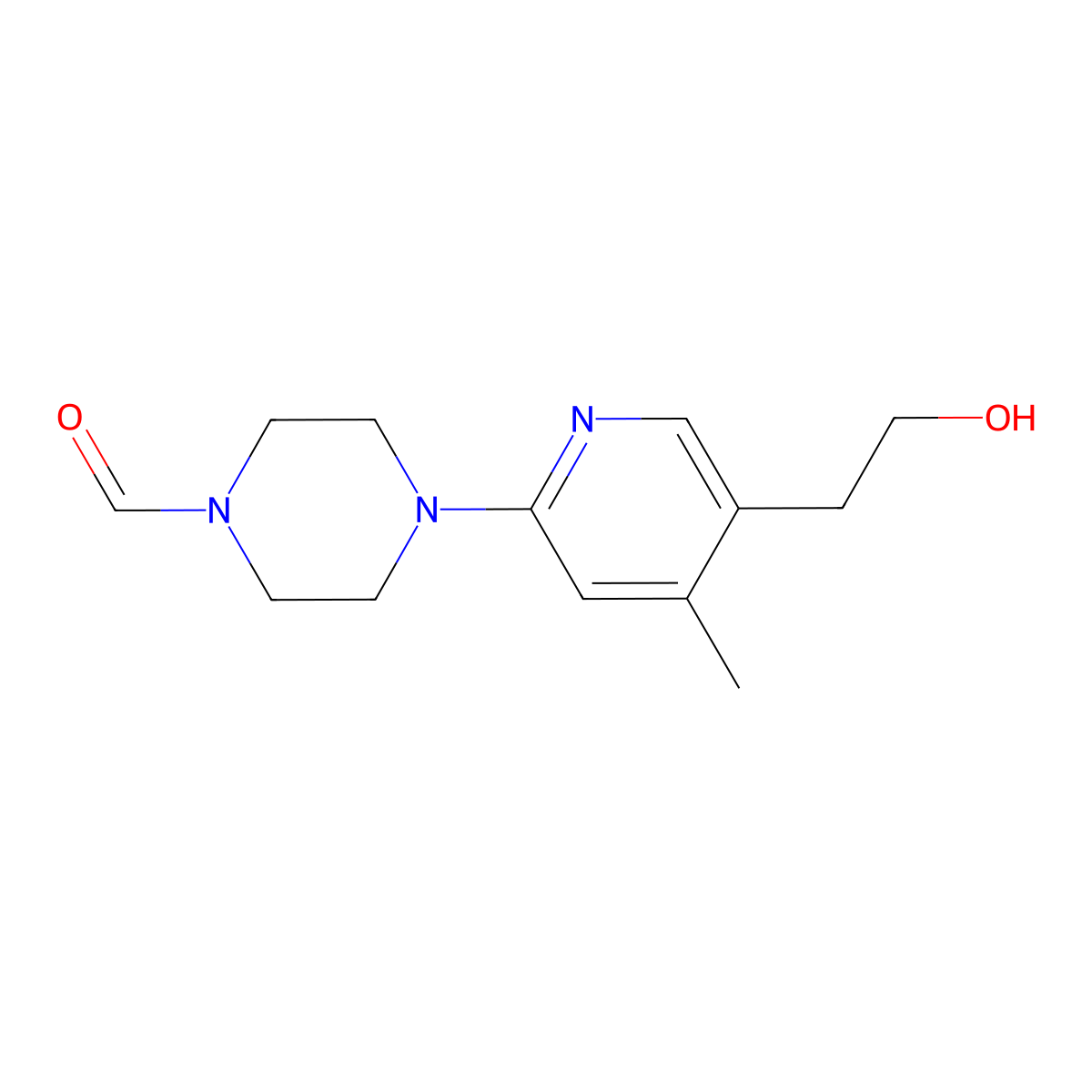 4-(5-(2-Hydroxyethyl)-4-methylpyridin-2-yl)piperazine-1-carbaldehyde molecular structure, CAS 1355214-48-0