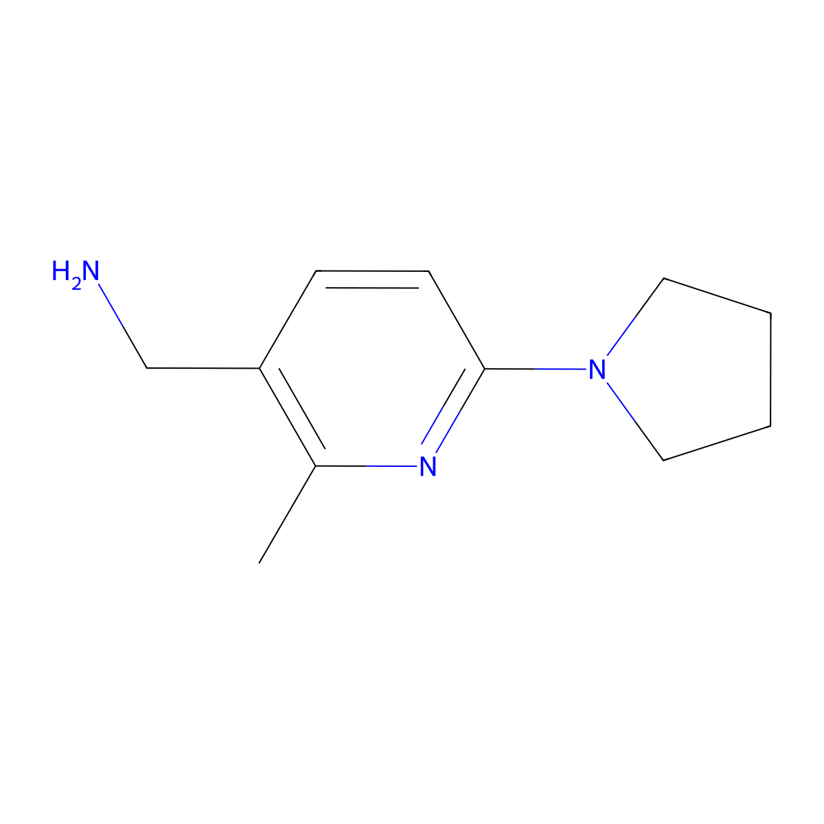 (2-Methyl-6-(pyrrolidin-1-yl)pyridin-3-yl)methanamine molecular structure, CAS 1355215-09-6