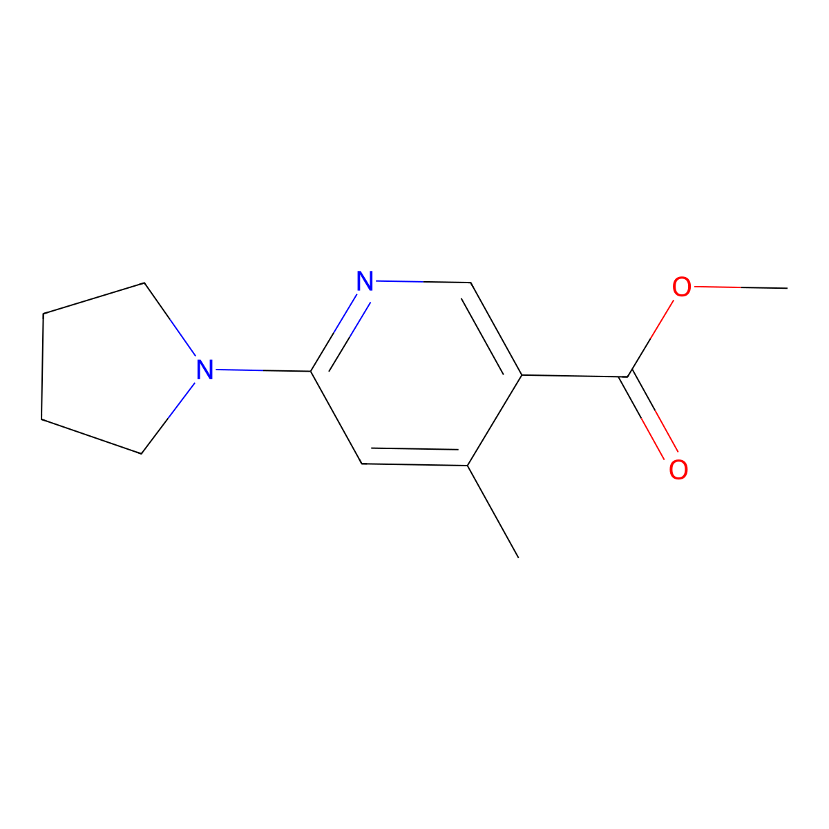 Methyl 4-methyl-6-(pyrrolidin-1-yl)nicotinate molecular structure, CAS 1355215-11-0
