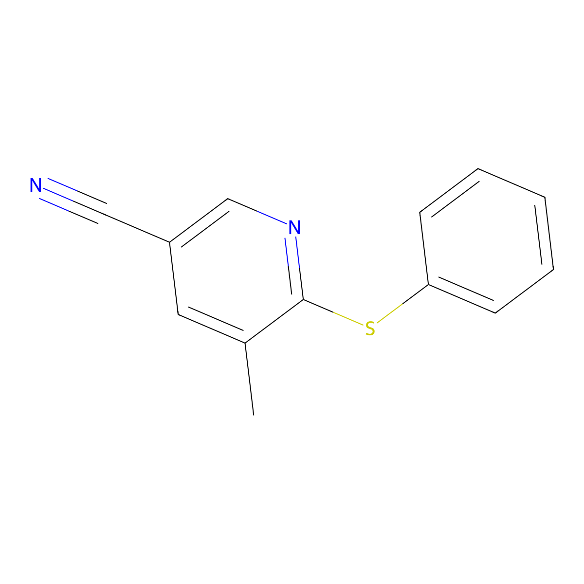 5-Methyl-6-(phenylthio)nicotinonitrile molecular structure, CAS 1355215-12-1