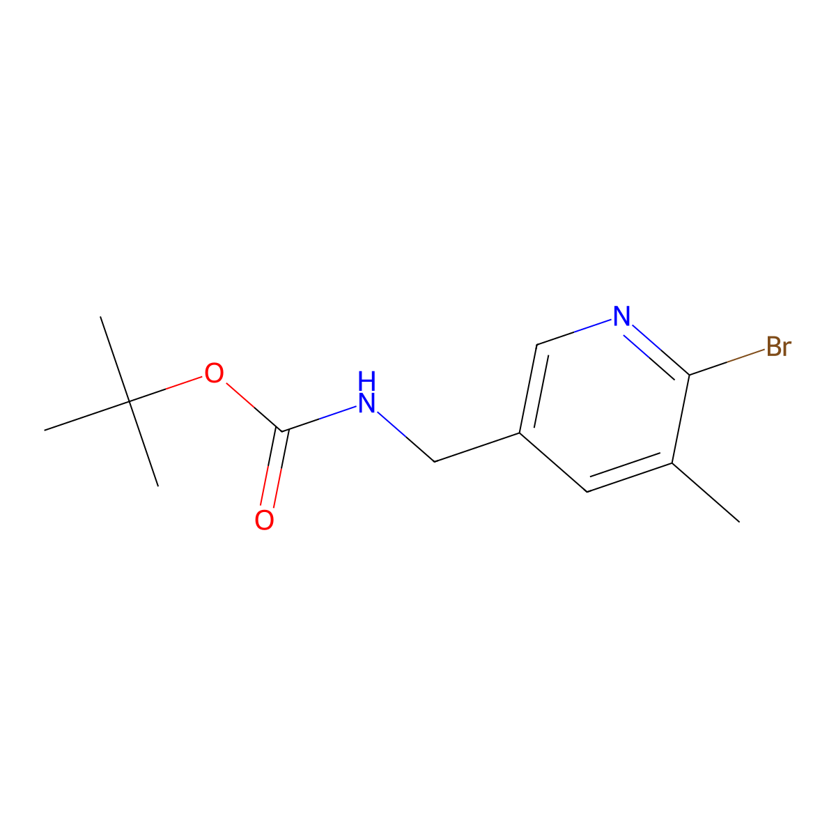 tert-Butyl ((6-bromo-5-methylpyridin-3-yl)methyl)carbamate molecular structure, CAS 1355215-24-5