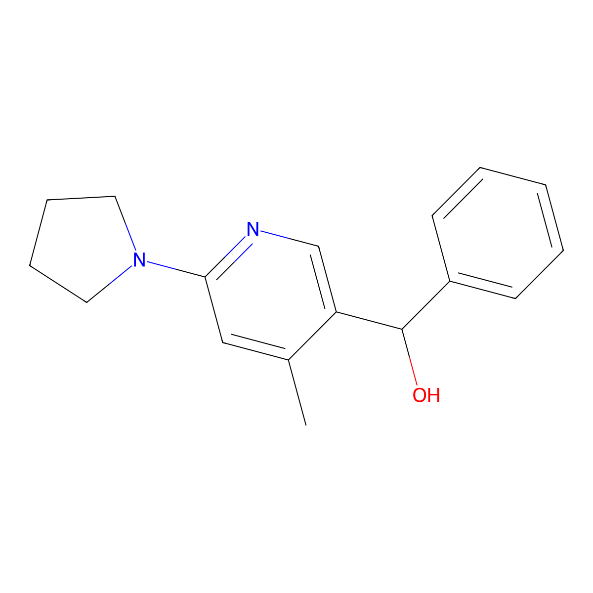 (4-Methyl-6-(pyrrolidin-1-yl)pyridin-3-yl)(phenyl)methanol molecular structure, CAS 1355215-28-9
