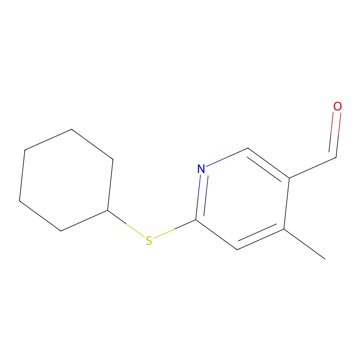 6-(Cyclohexylthio)-4-methylnicotinaldehyde molecular structure, CAS 1355215-48-3