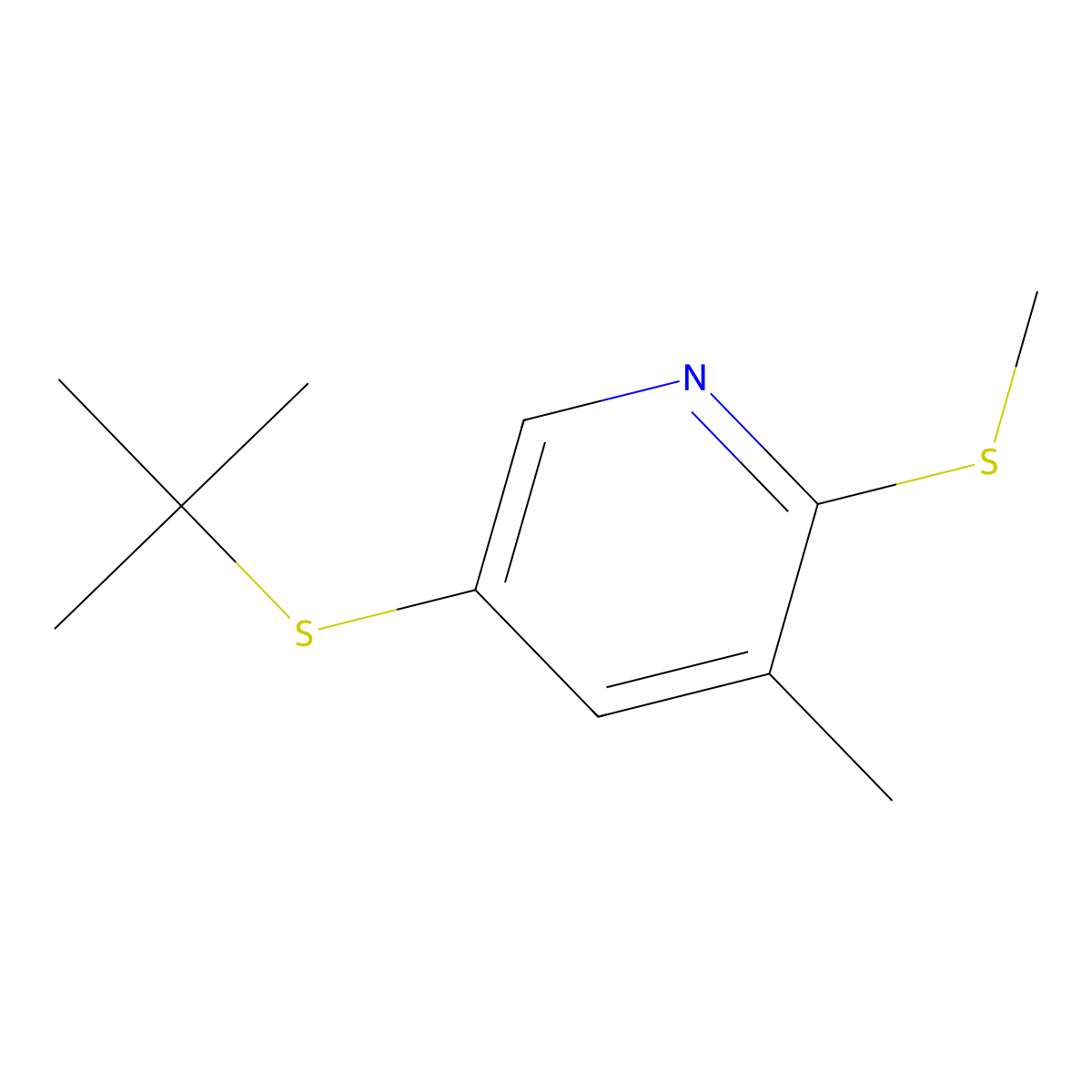 5-Tert-butylsulfanyl-3-methyl-2-methylsulfanylpyridine molecular structure, CAS 1355215-63-2