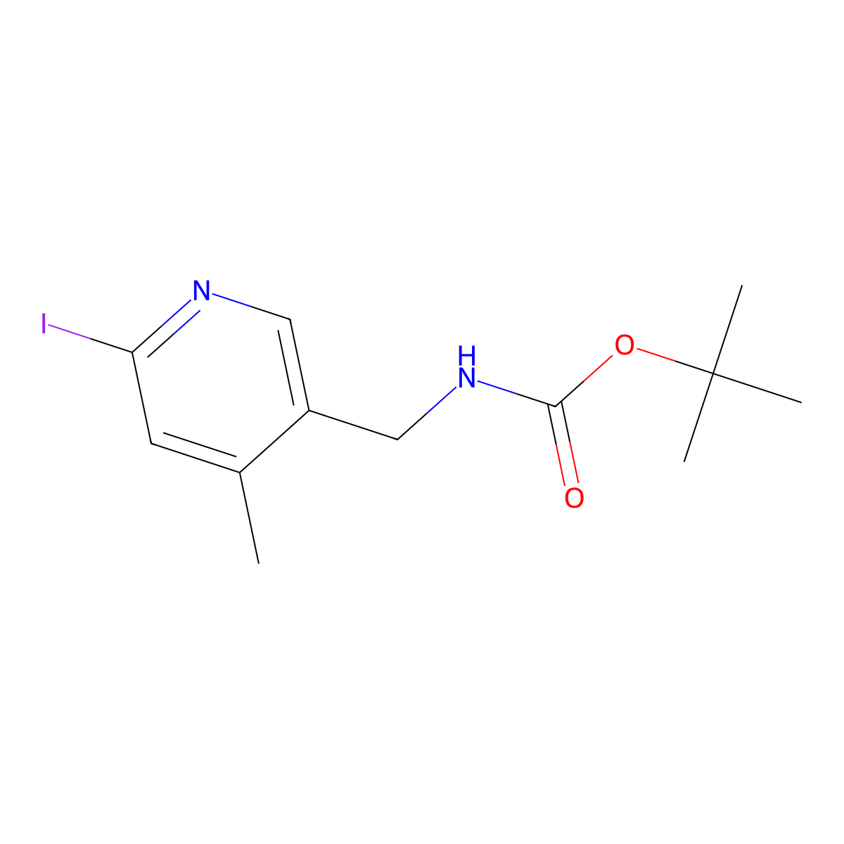tert-Butyl ((6-iodo-4-methylpyridin-3-yl)methyl)carbamate molecular structure, CAS 1355216-16-8