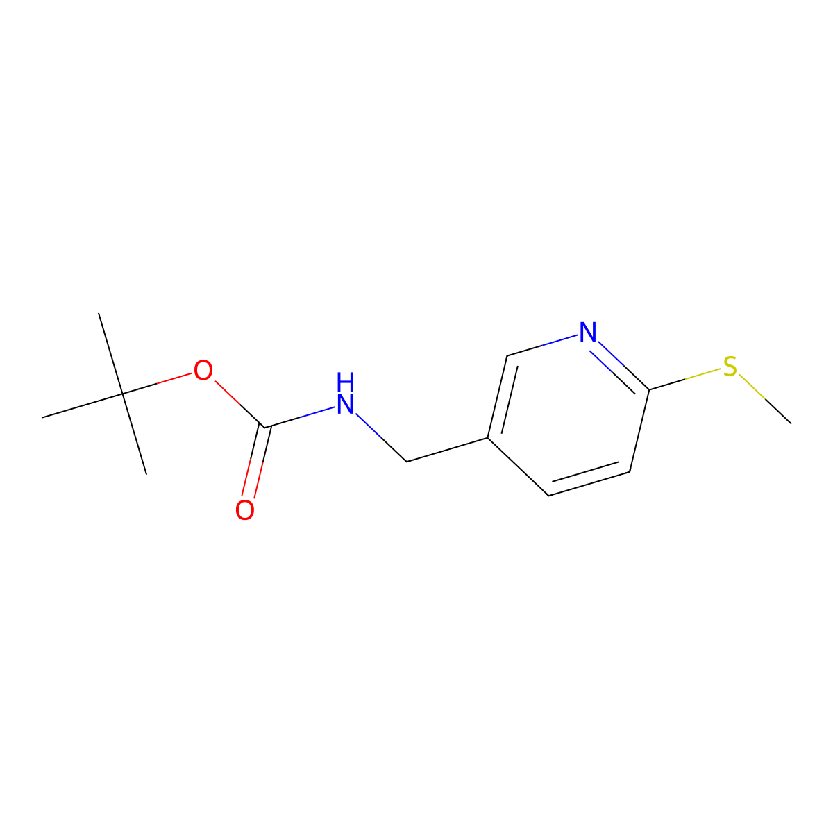 tert-Butyl ((6-(methylthio)pyridin-3-yl)methyl)carbamate molecular structure, CAS 1355216-17-9