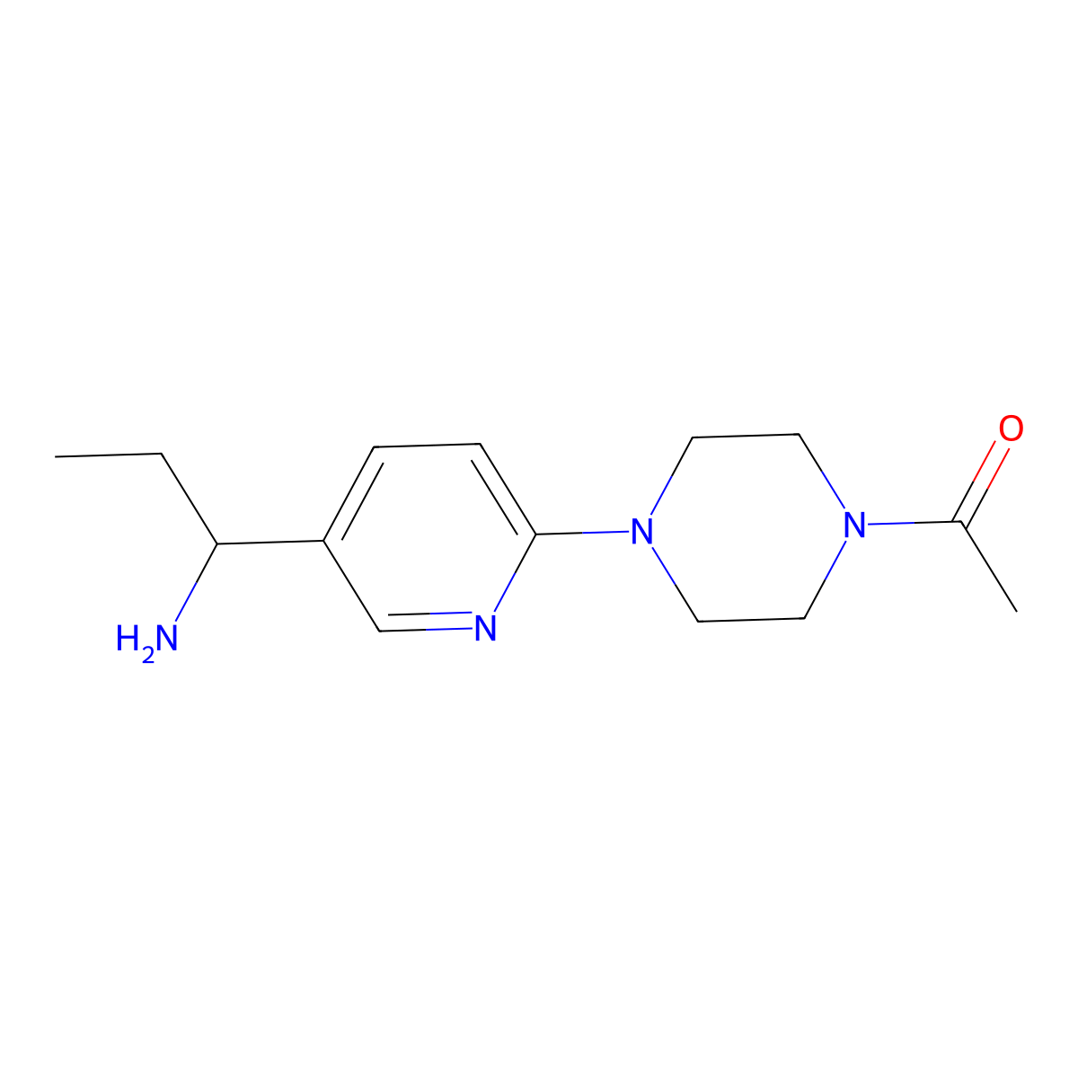 1-(4-(5-(1-Aminopropyl)pyridin-2-yl)piperazin-1-yl)ethanone molecular structure, CAS 1355217-09-2