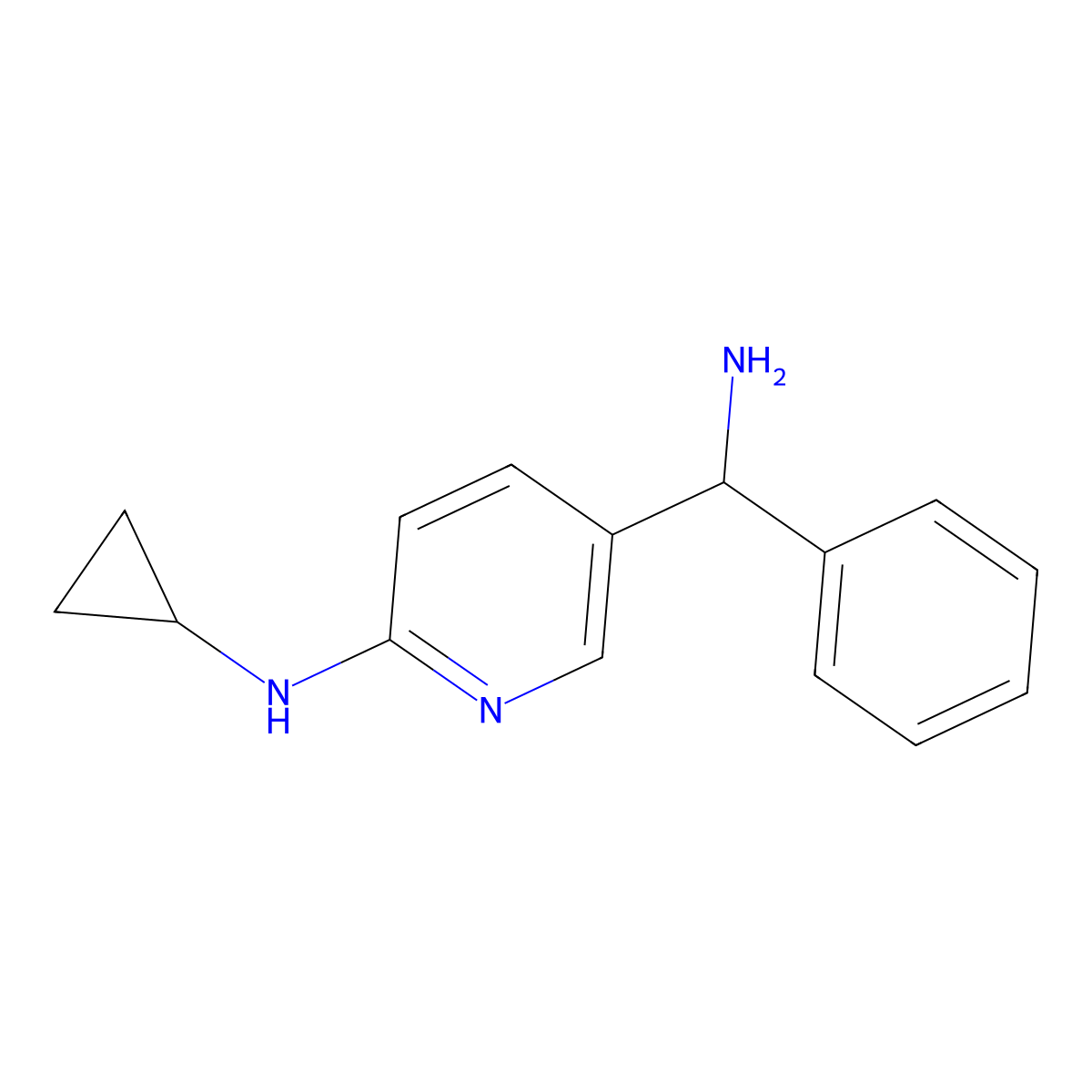 5-(Amino(phenyl)methyl)-N-cyclopropylpyridin-2-amine molecular structure, CAS 1355217-65-0