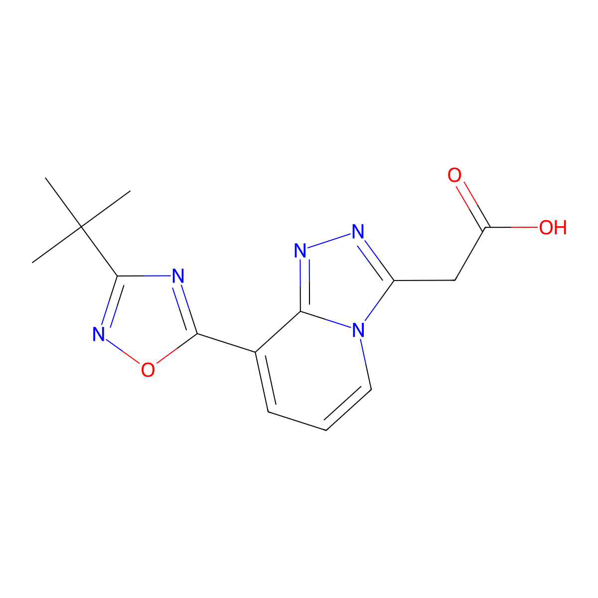 2-(8-(3-(tert-Butyl)-1,2,4-oxadiazol-5-yl)-[1,2,4]triazolo[4,3-a]pyridin-3-yl)acetic acid molecular structure, CAS 1355217-79-6