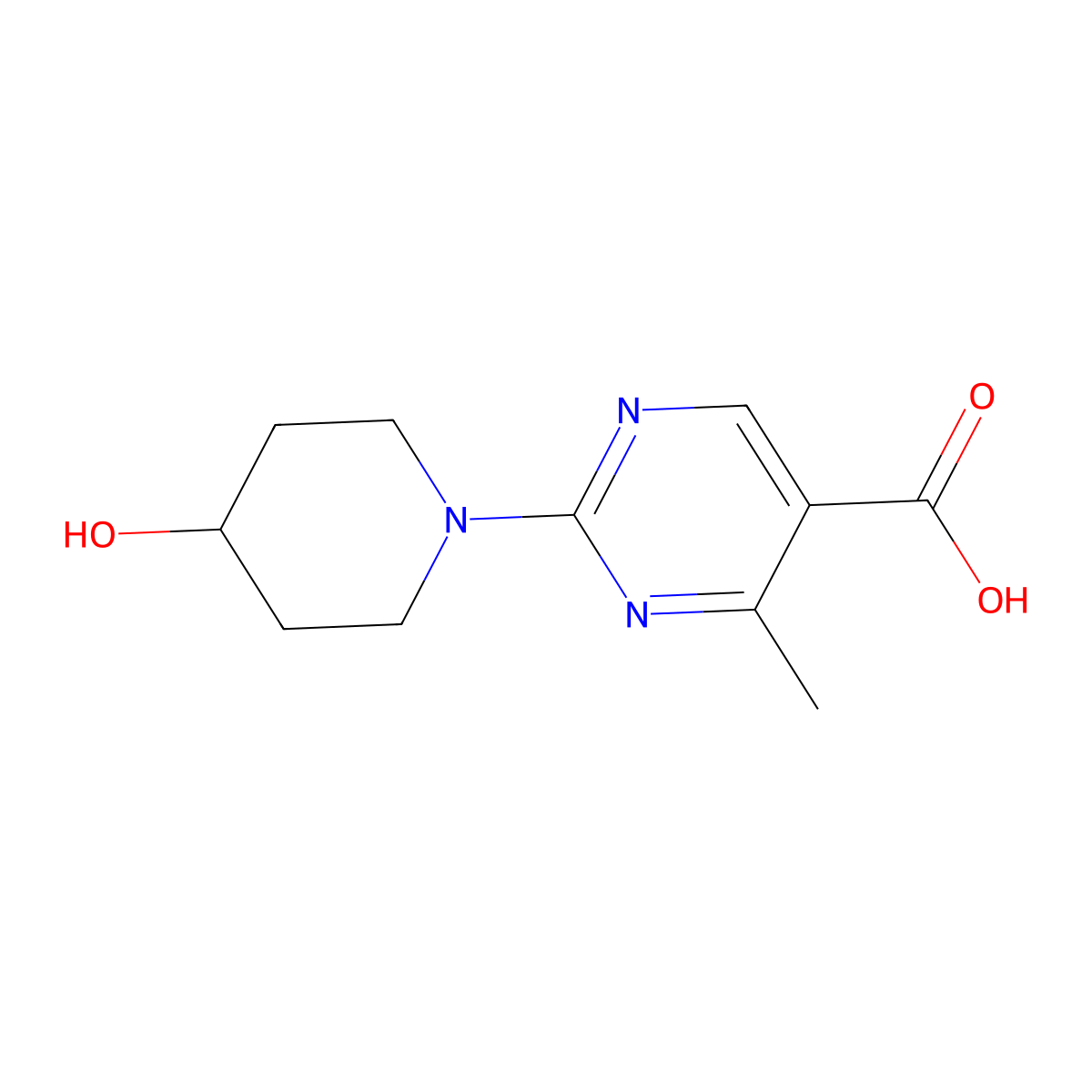 2-(4-Hydroxypiperidin-1-yl)-4-methylpyrimidine-5-carboxylic acid molecular structure, CAS 1355217-85-4