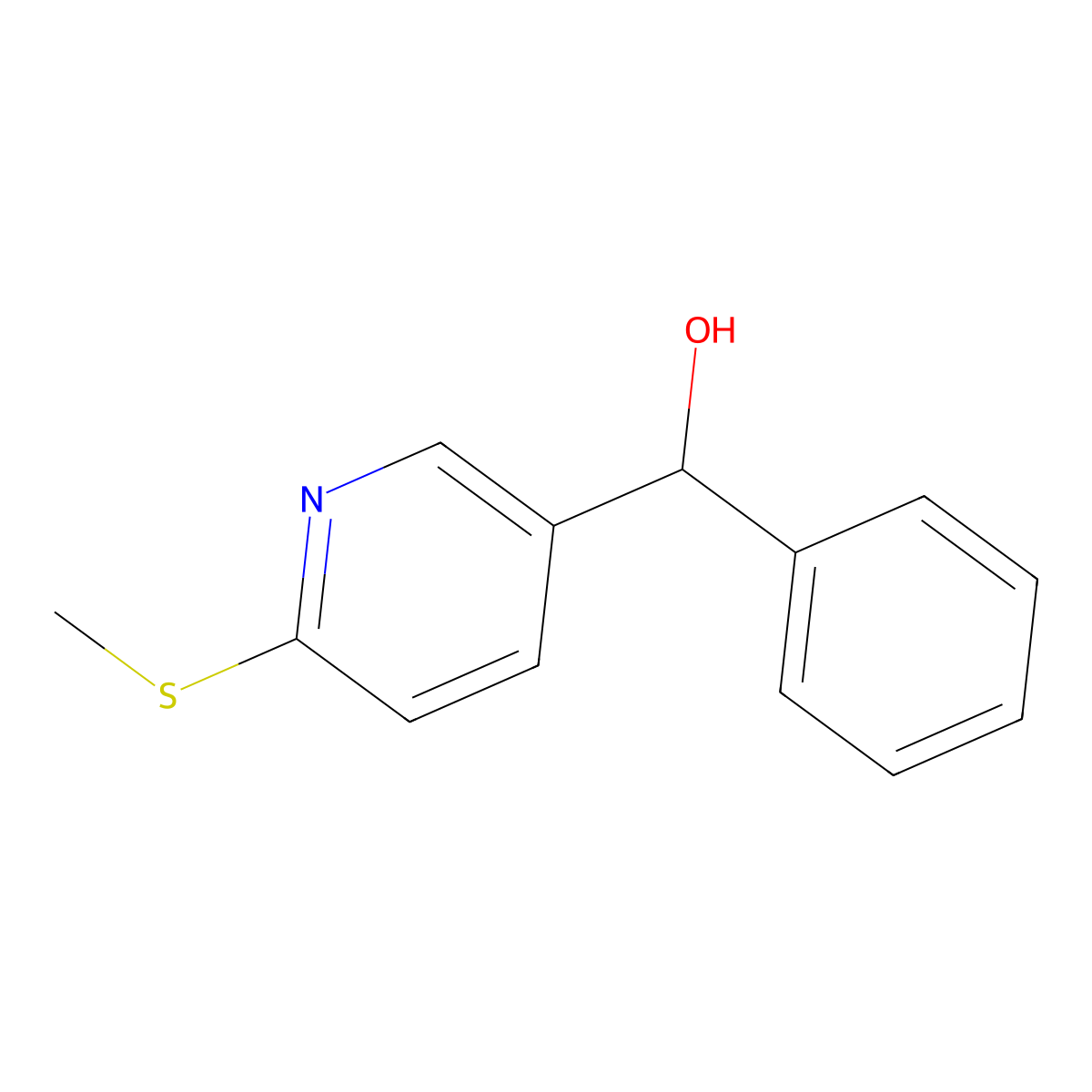 (6-Methylsulfanyl-pyridin-3-yl)-phenyl-methanol molecular structure, CAS 1355218-02-8