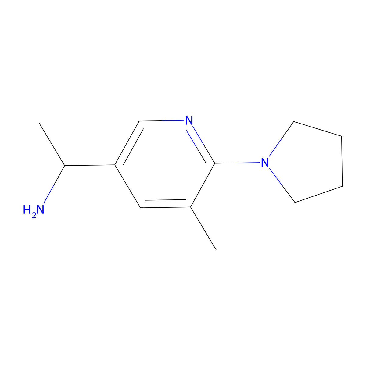 1-(5-Methyl-6-(pyrrolidin-1-yl)pyridin-3-yl)ethanamine molecular structure, CAS 1355218-50-6