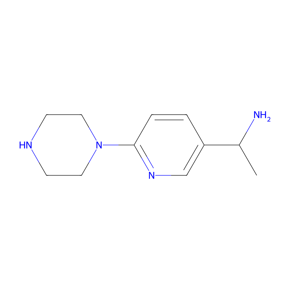 1-(6-(Piperazin-1-yl)pyridin-3-yl)ethanamine molecular structure, CAS 1355218-56-2