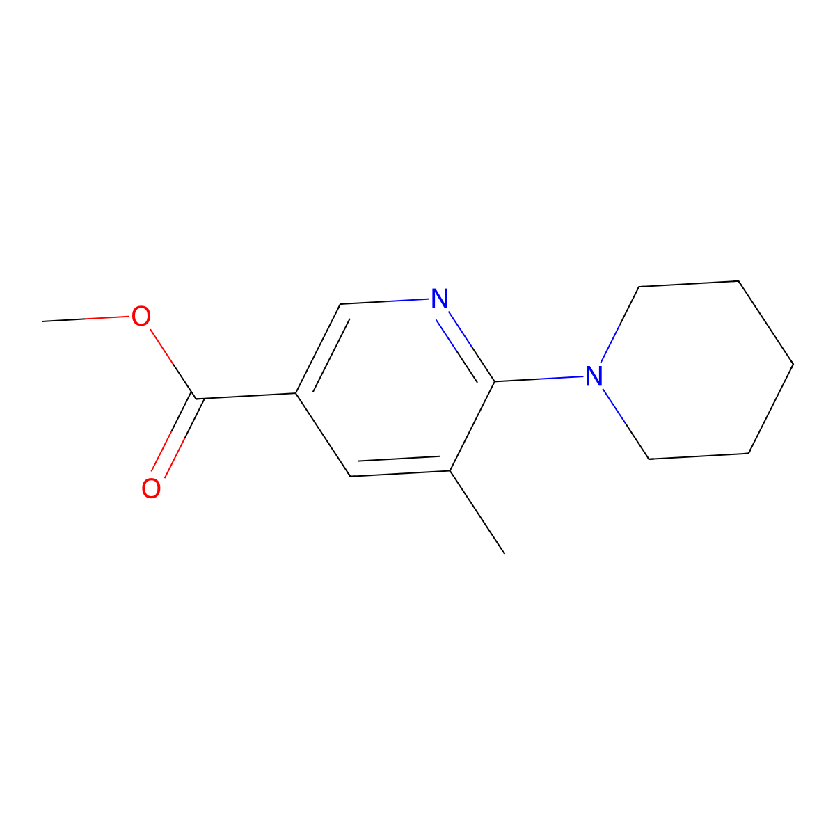 Methyl 5-methyl-6-(piperidin-1-yl)nicotinate molecular structure, CAS 1355218-60-8