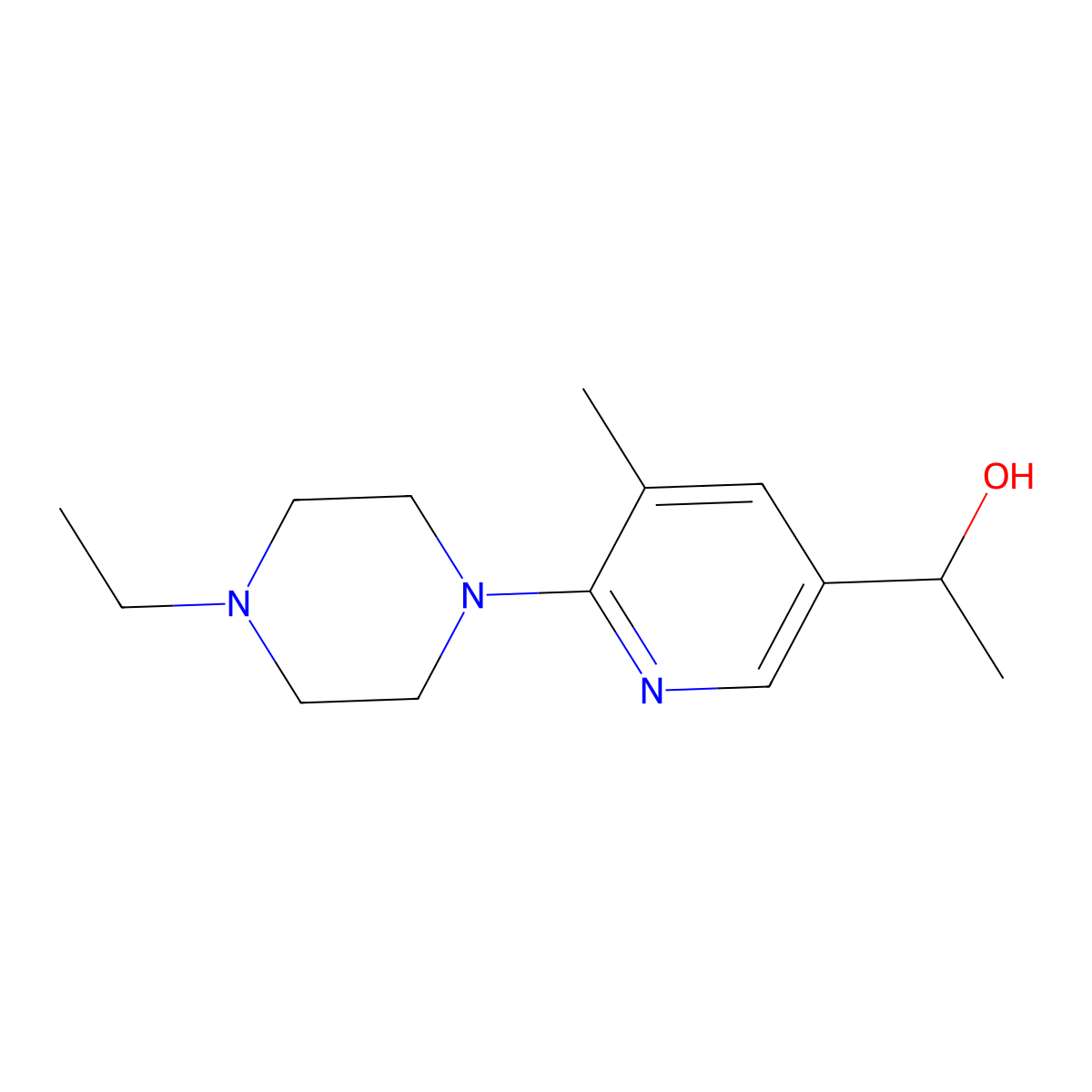 1-(6-(4-Ethylpiperazin-1-yl)-5-methylpyridin-3-yl)ethanol molecular structure, CAS 1355219-09-8