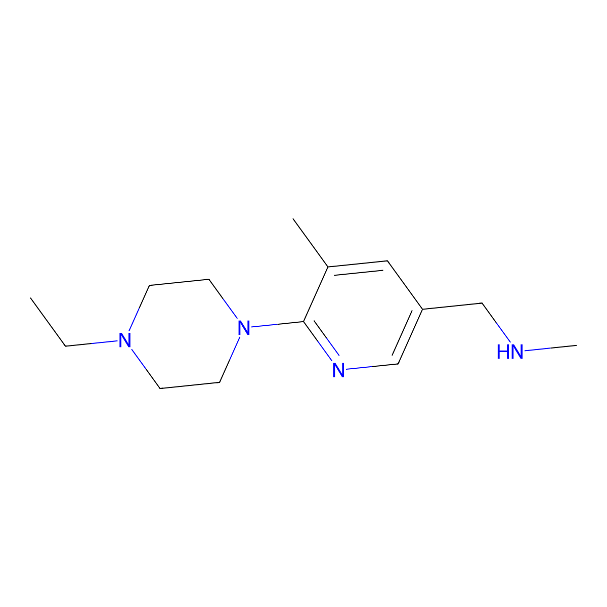 6-(4-Ethyl-1-piperazinyl)-N,5-dimethyl-3-pyridinemethanamine molecular structure, CAS 1355219-16-7