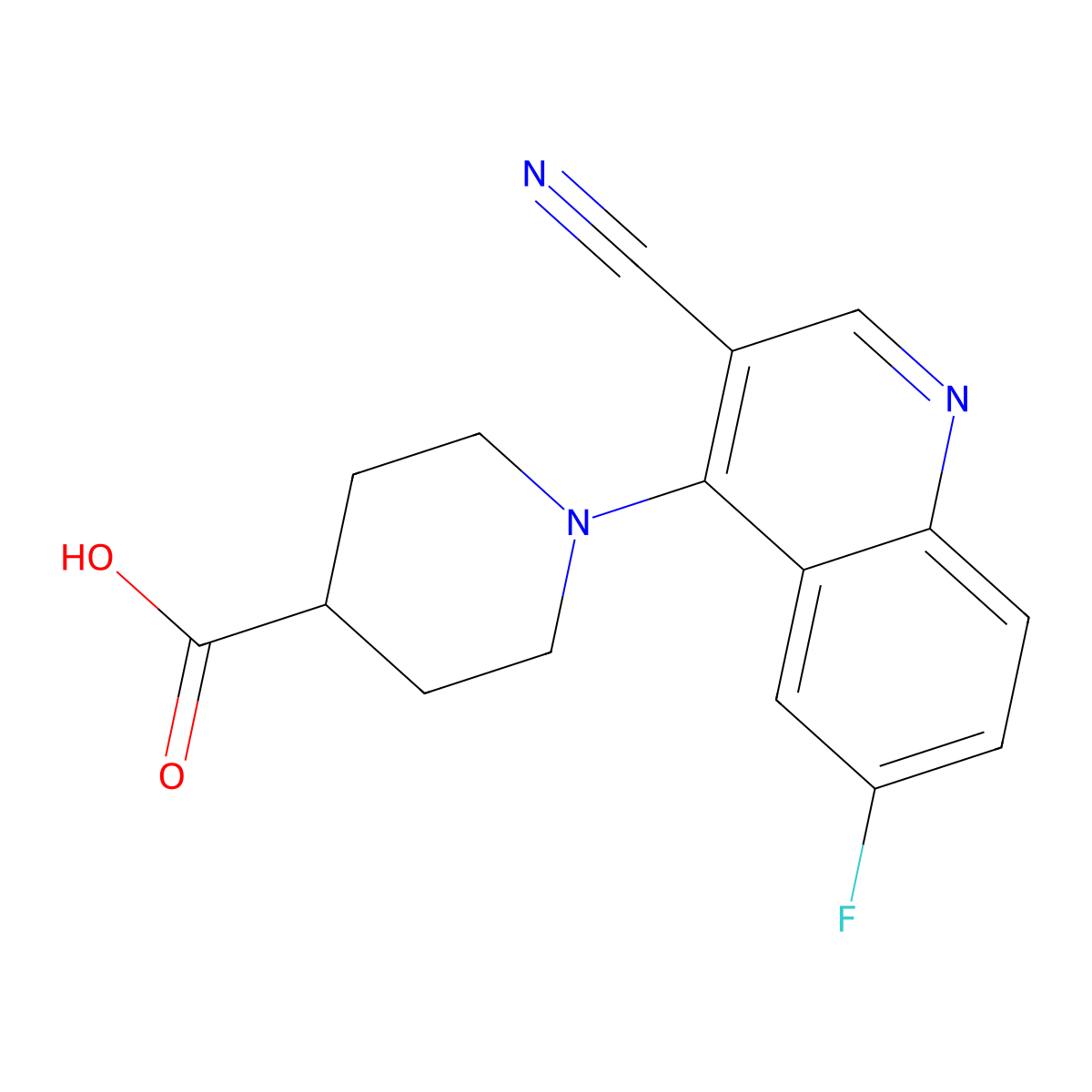 1-(3-Cyano-6-fluoroquinolin-4-yl)piperidine-4-carboxylic acid molecular structure, CAS 1355219-21-4
