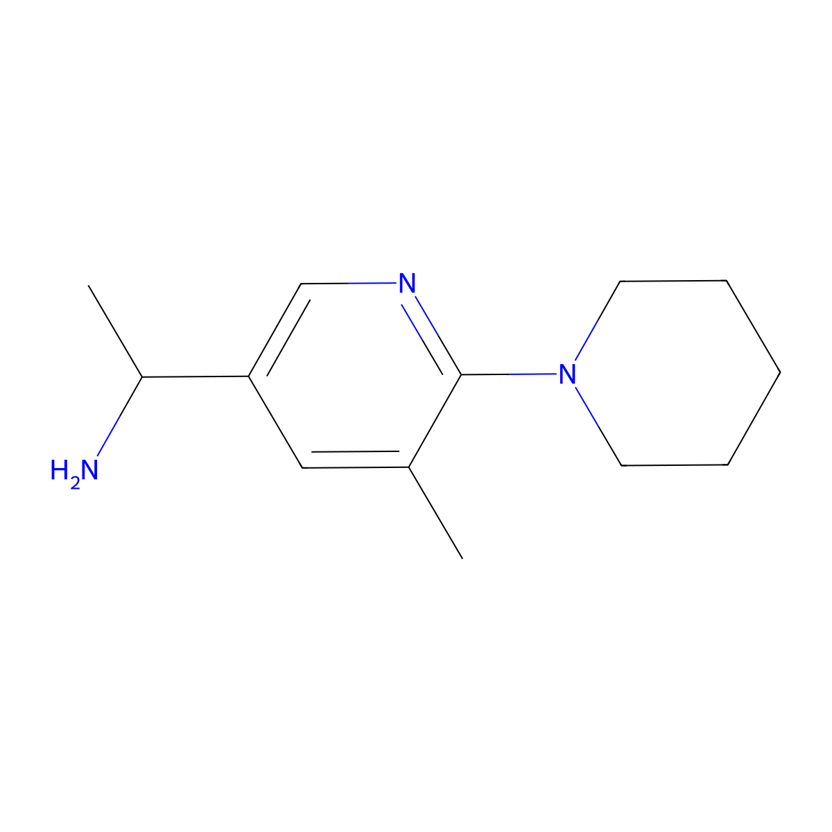 1-(5-Methyl-6-(piperidin-1-yl)pyridin-3-yl)ethanamine molecular structure, CAS 1355219-32-7