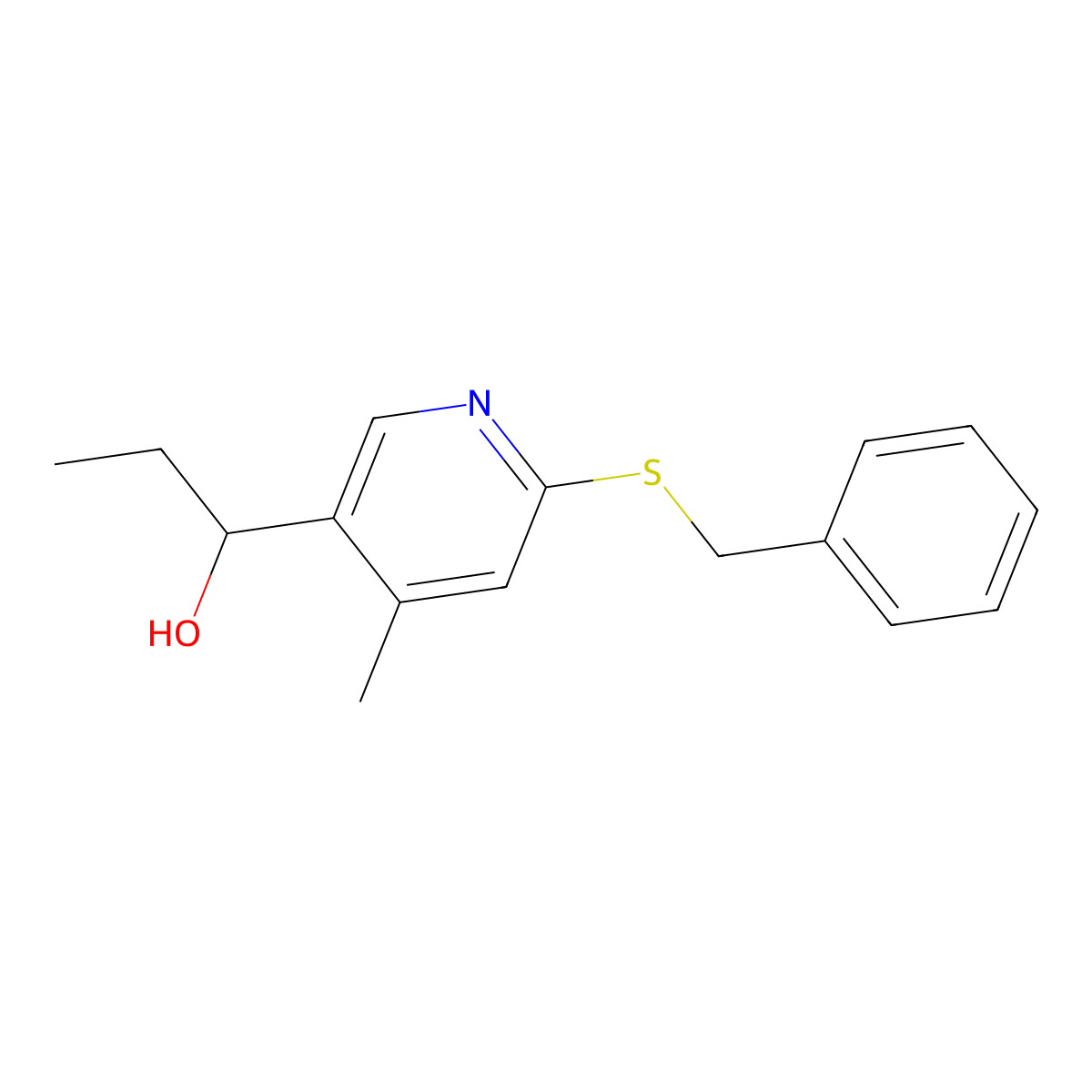1-(6-Benzylsulfanyl-4-methyl-pyridin-3-yl)-propan-1-ol molecular structure, CAS 1355219-47-4