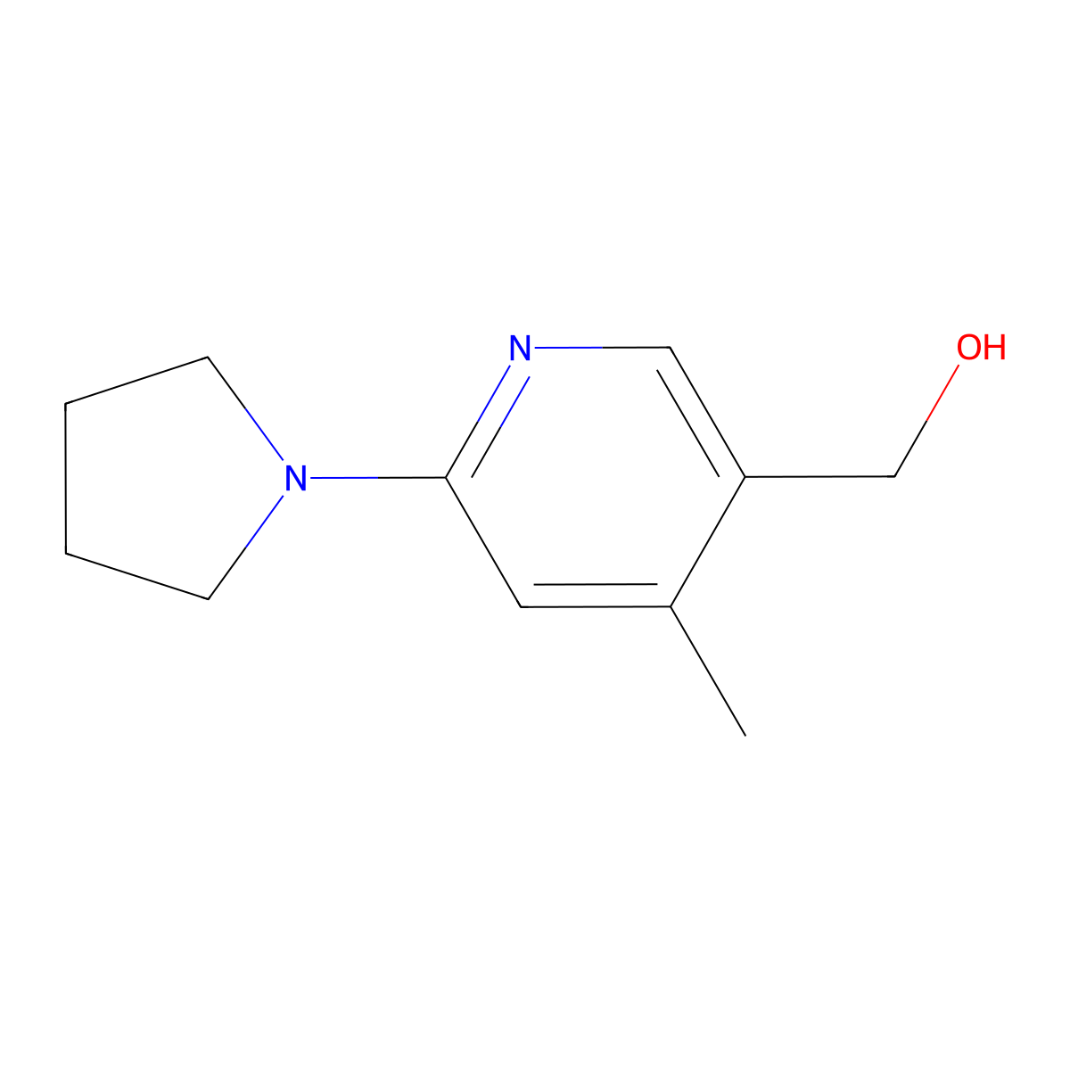 (4-Methyl-6-(pyrrolidin-1-yl)pyridin-3-yl)methanol molecular structure, CAS 1355219-54-3