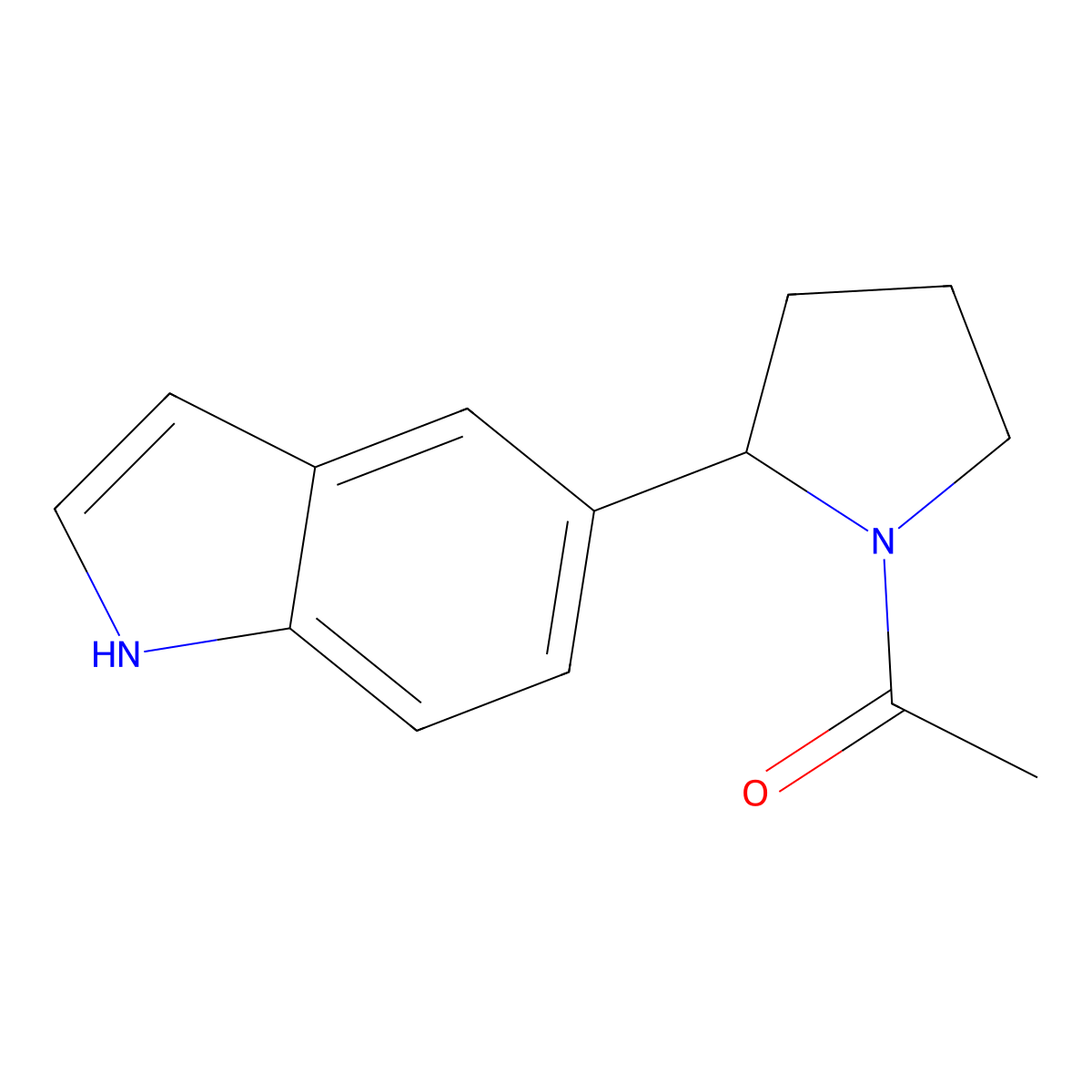 1-(2-(1H-Indol-5-yl)pyrrolidin-1-yl)ethanone molecular structure, CAS 1355219-84-9