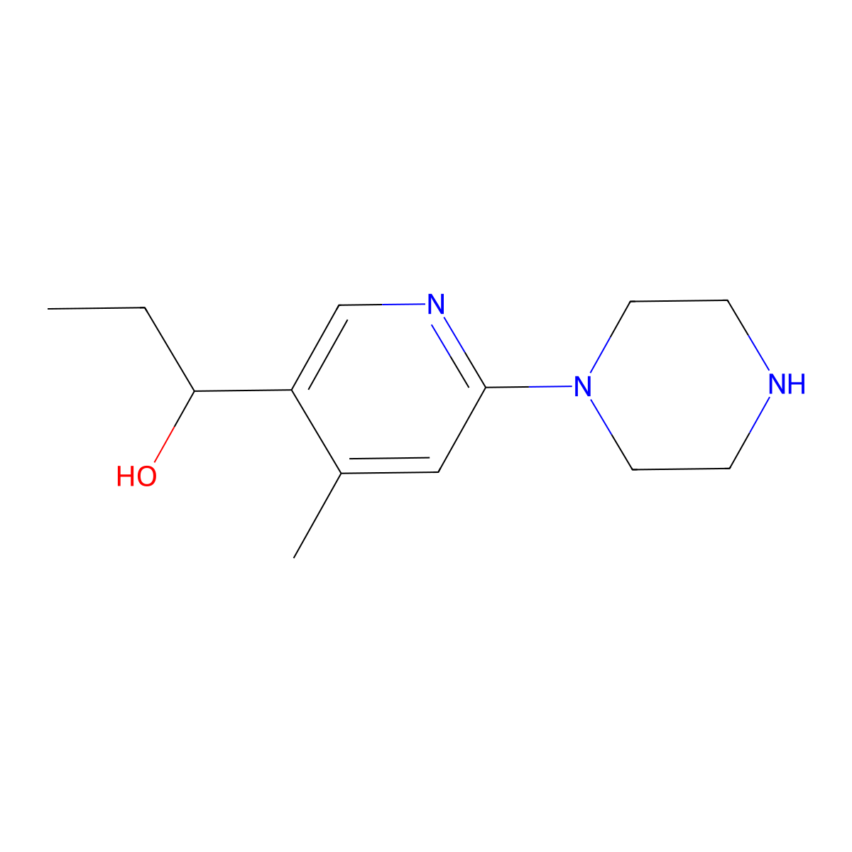 1-(4-Methyl-6-(piperazin-1-yl)pyridin-3-yl)propan-1-ol molecular structure, CAS 1355220-20-0