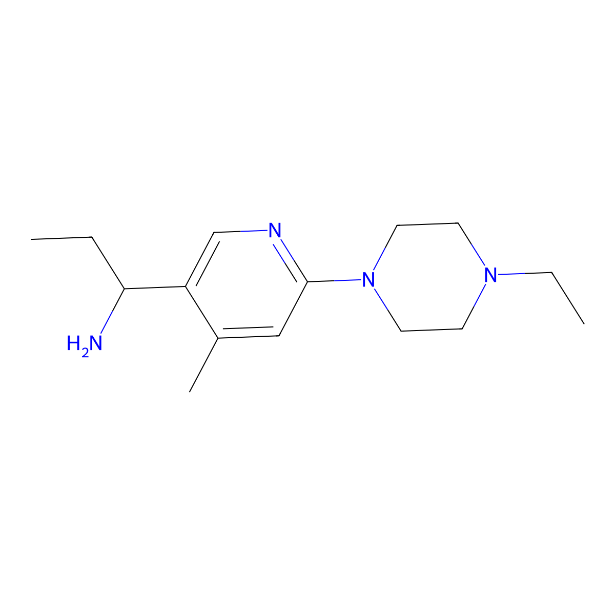 1-(6-(4-Ethylpiperazin-1-yl)-4-methylpyridin-3-yl)propan-1-amine molecular structure, CAS 1355220-25-5