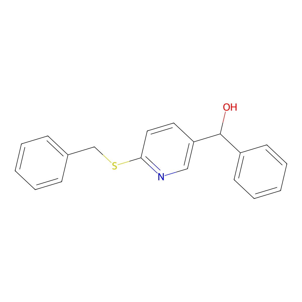 (6-Benzylsulfanyl-pyridin-3-yl)-phenyl-methanol molecular structure, CAS 1355220-27-7