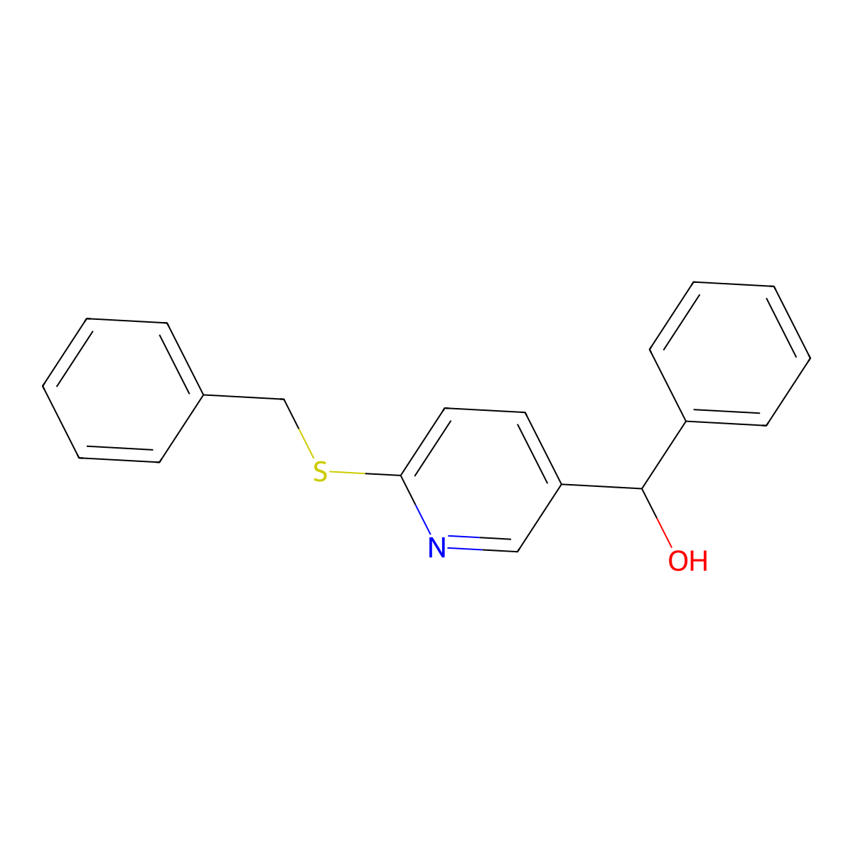 (6-Benzylsulfanyl-pyridin-3-yl)-phenyl-methanol molecular structure, CAS 1355220-27-7