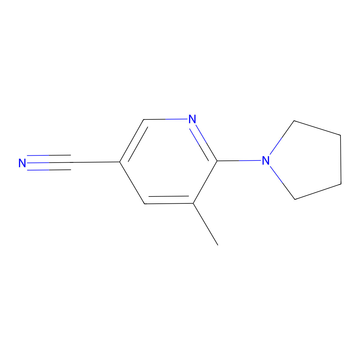 5-Methyl-6-(pyrrolidin-1-yl)nicotinonitrile molecular structure, CAS 1355220-28-8