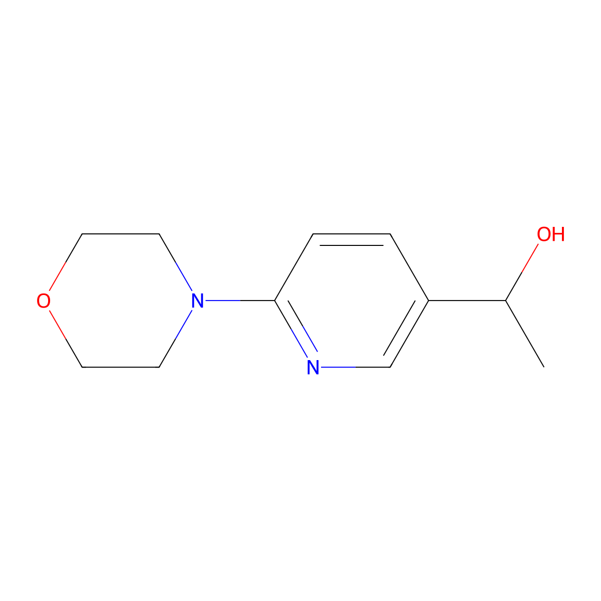 1-(6-Morpholinopyridin-3-yl)ethan-1-ol molecular structure, CAS 1355222-35-3