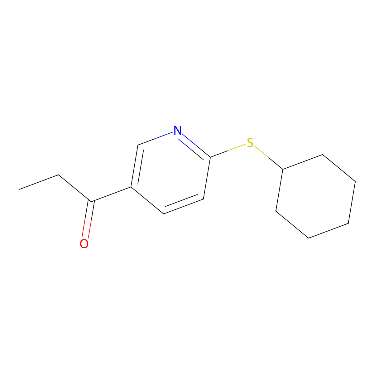 1-(6-(Cyclohexylthio)pyridin-3-yl)propan-1-one molecular structure, CAS 1355222-85-3