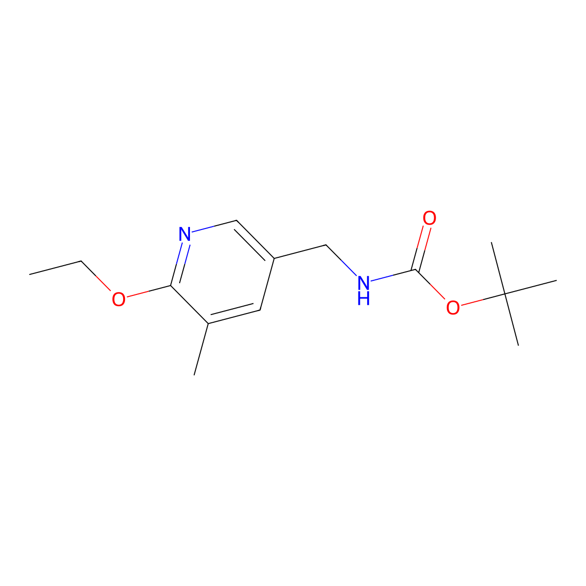 (6-Ethoxy-5-methyl-pyridin-3-ylmethyl)-carbamic acid tert-butyl ester molecular structure, CAS 1355222-89-7