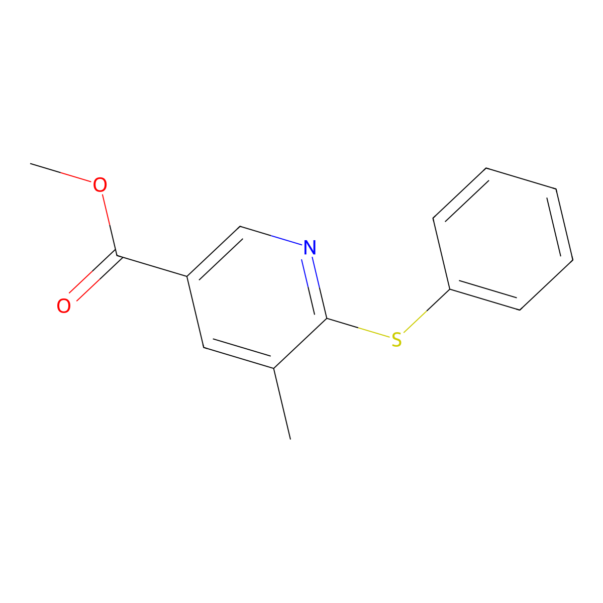 Methyl 5-methyl-6-(phenylthio)nicotinate molecular structure, CAS 1355222-98-8