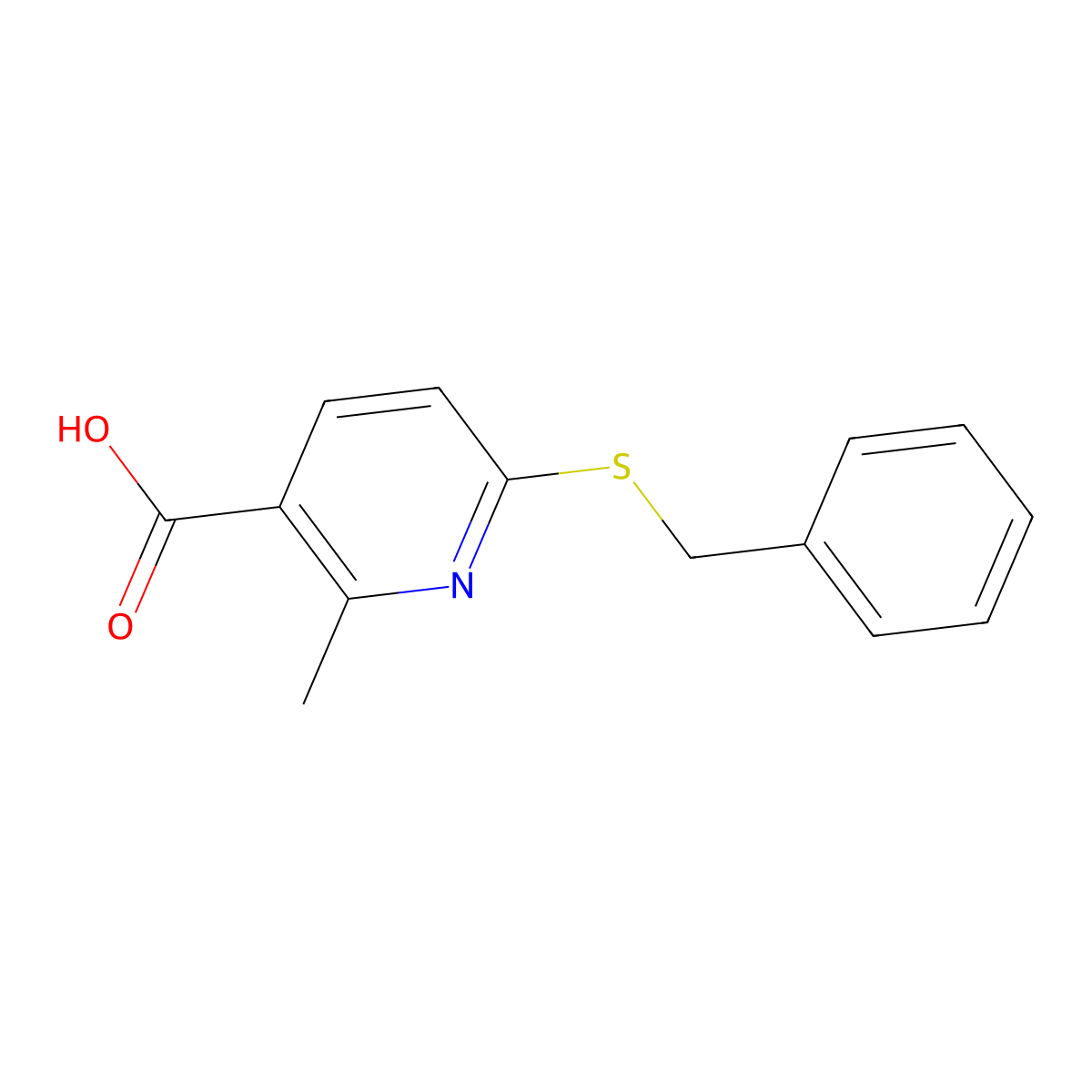 6-(Benzylthio)-2-methylnicotinic acid molecular structure, CAS 1355223-22-1