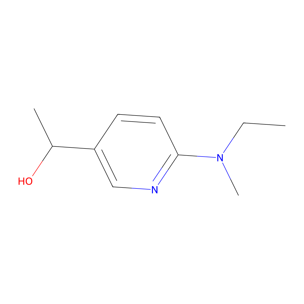 1-(6-(Ethyl(methyl)amino)pyridin-3-yl)ethan-1-ol molecular structure, CAS 1355223-68-5