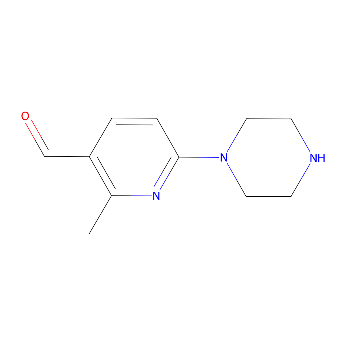 2-Methyl-6-(piperazin-1-yl)nicotinaldehyde molecular structure, CAS 1355223-97-0