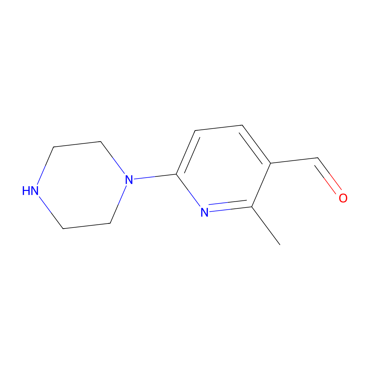 2-Methyl-6-(piperazin-1-yl)nicotinaldehyde molecular structure, CAS 1355223-97-0