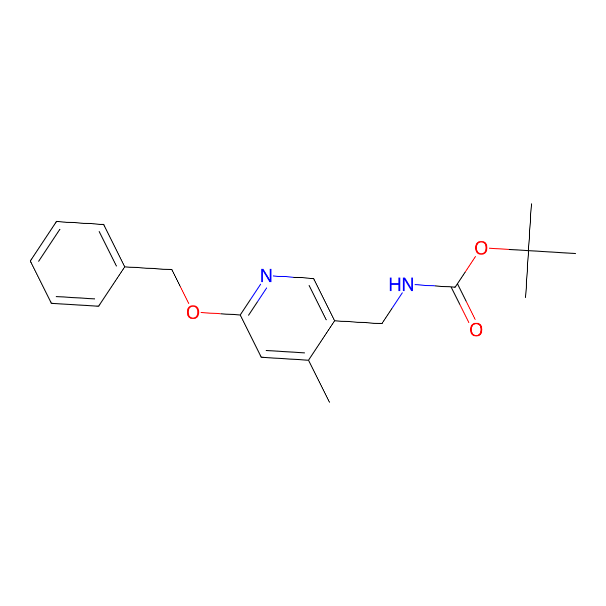 1,1-Dimethylethyl N-[[4-methyl-6-(phenylmethoxy)-3-pyridinyl]methyl]carbamate molecular structure, CAS 1355224-03-1