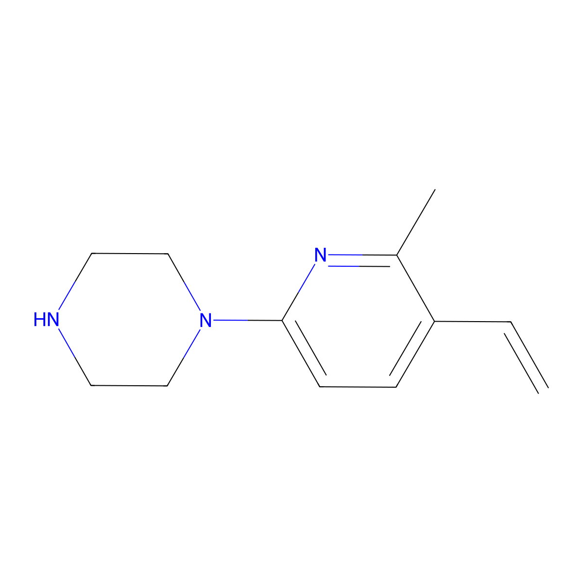 1-(6-Methyl-5-vinylpyridin-2-yl)piperazine molecular structure, CAS 1355224-06-4