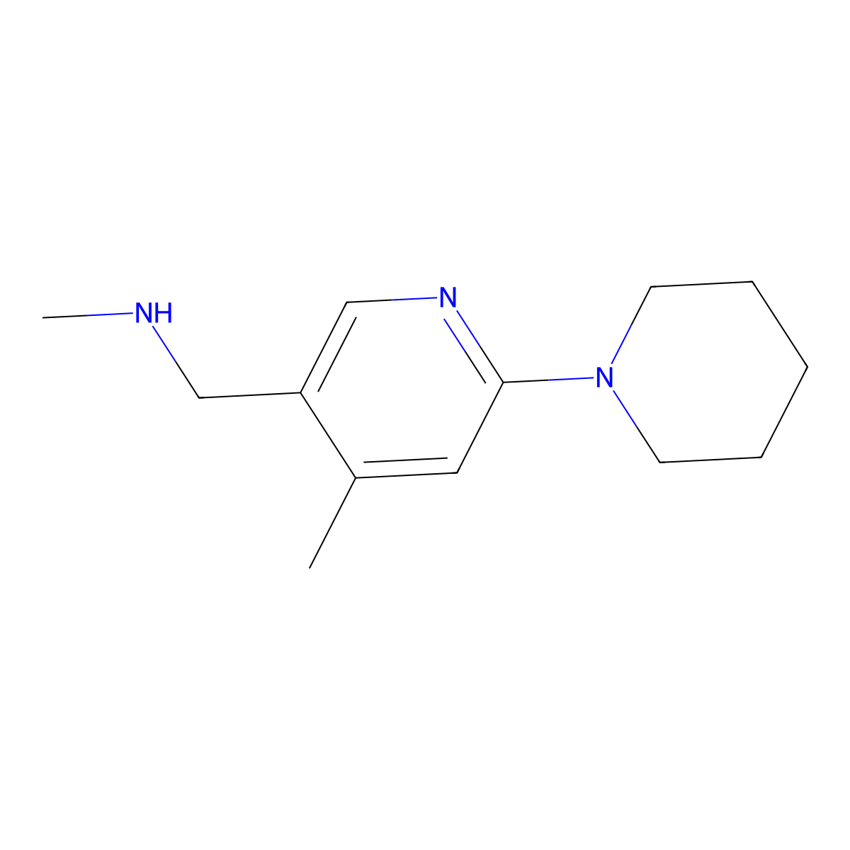 N-Methyl-1-(4-methyl-6-(piperidin-1-yl)pyridin-3-yl)methanamine molecular structure, CAS 1355224-28-0