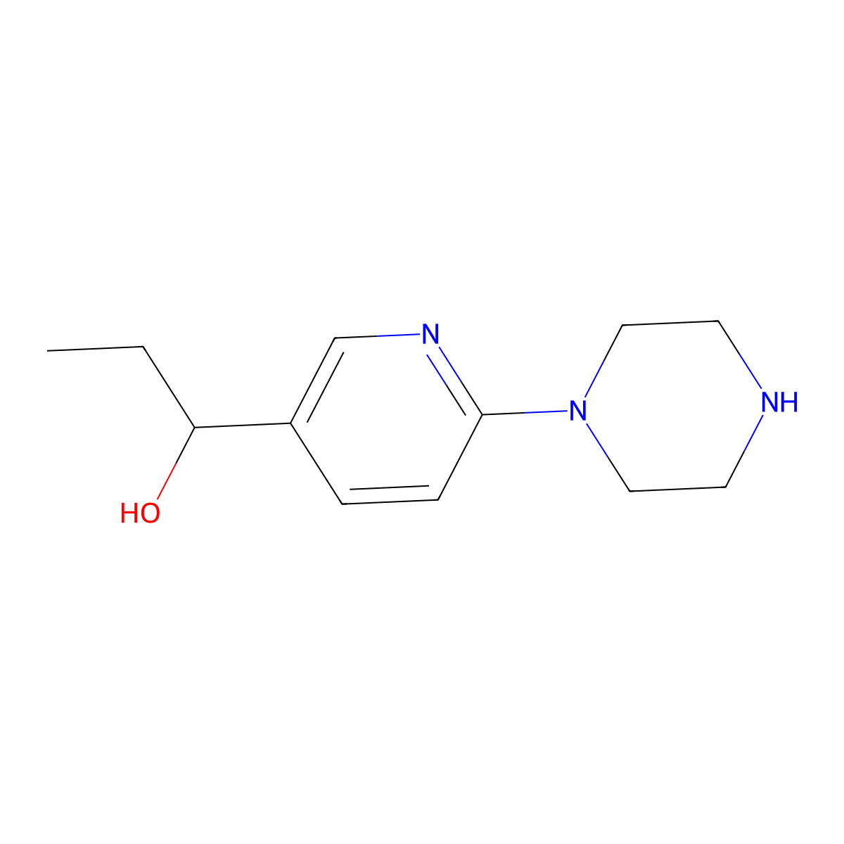 1-(6-(Piperazin-1-yl)pyridin-3-yl)propan-1-ol molecular structure, CAS 1355224-33-7