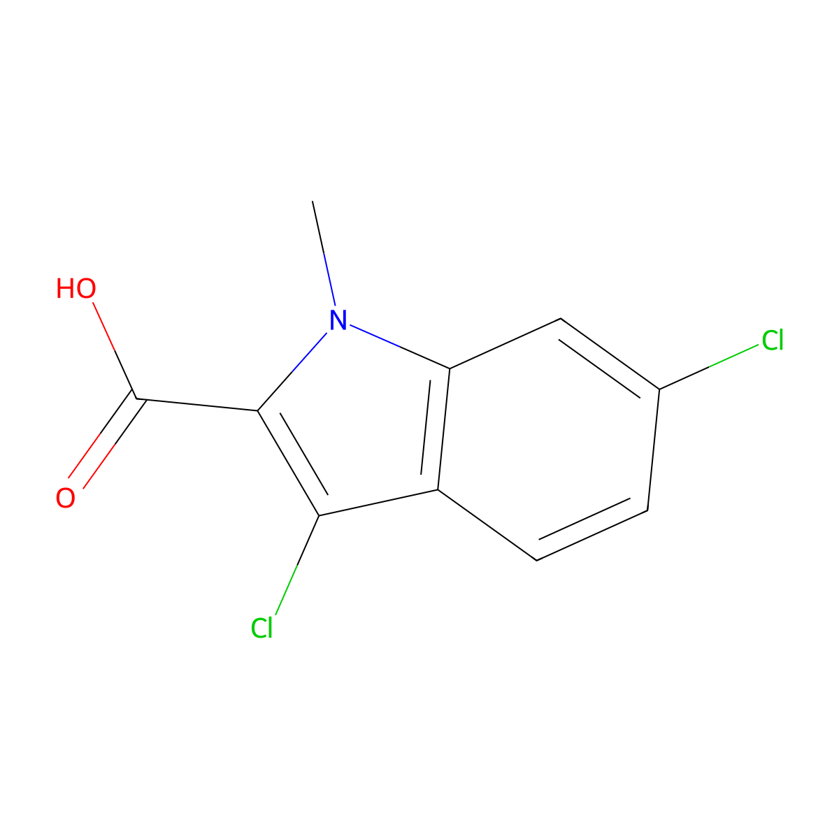 3,6-dichloro-1-methyl-1H-indole-2-carboxylic acid molecular structure, CAS 1355224-53-1