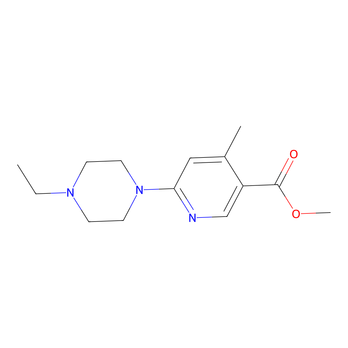 Methyl 6-(4-ethylpiperazin-1-yl)-4-methylnicotinate molecular structure, CAS 1355224-58-6